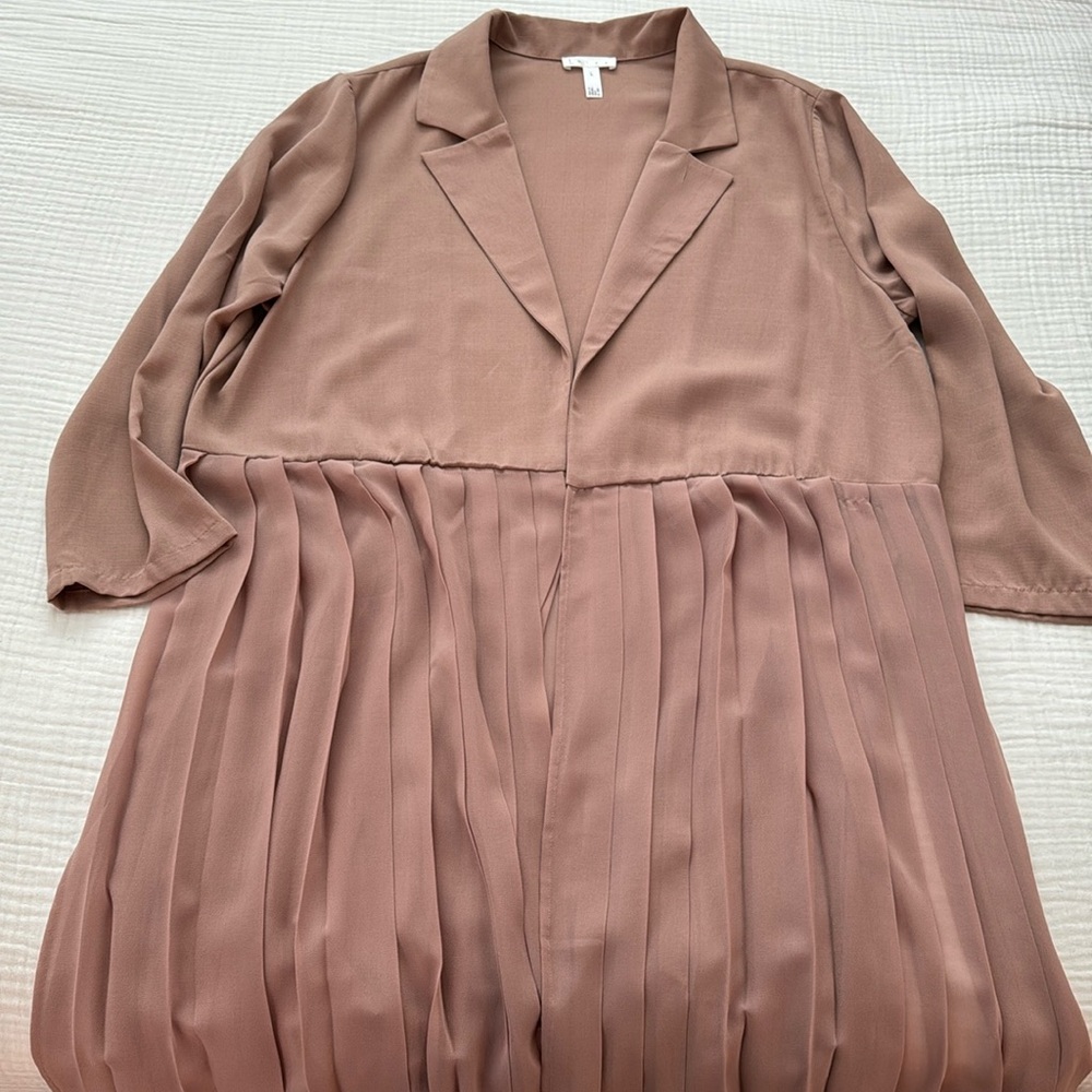 LEITH Pale Pink Long Blazer Size L with slits on side
